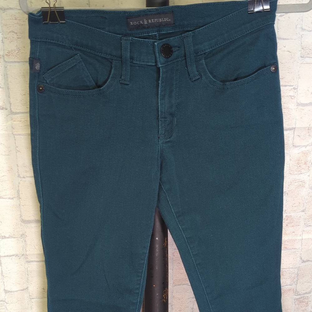 Rock & Republic Green Denim Jeans 6 S Berlin